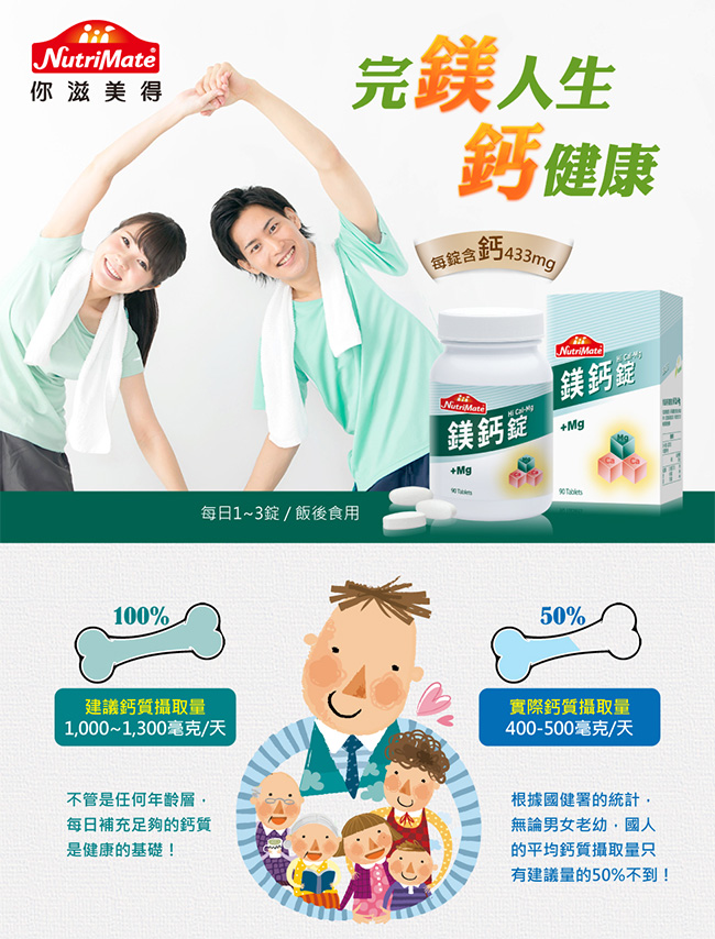 Nutrimate你滋美得 鎂鈣錠(90錠/瓶)-2入