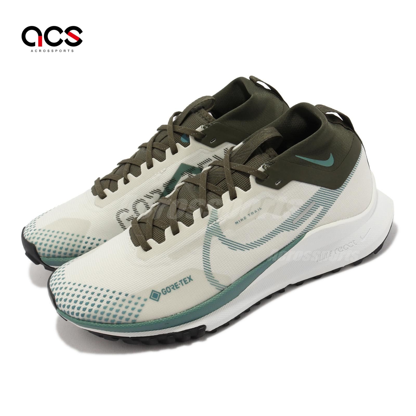 Nike 越野跑鞋React Pegasus Trail 4 GTX 白綠黑反光防水男鞋FB2193