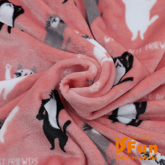 iSFun 兒童專用黑白胖貓 保暖珊瑚絨嬰兒毛毯 2色可選100x75cm