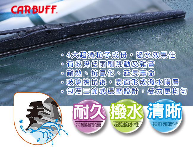 CARBUFF強撥水矽膠雨刷(包覆三節式) 19吋/475mm