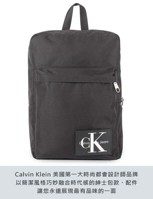 Calvin Klein 經典帆布LOGO後背包-黑色