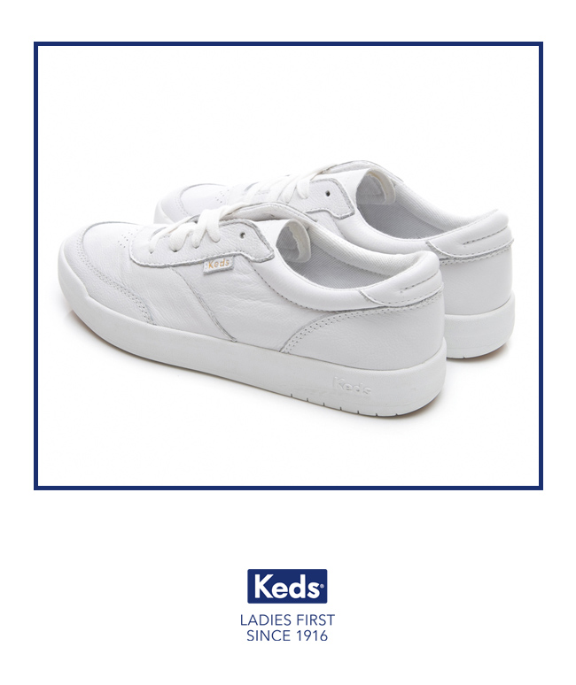 Keds MATCH PIONT 經典復刻皮革休閒鞋-白