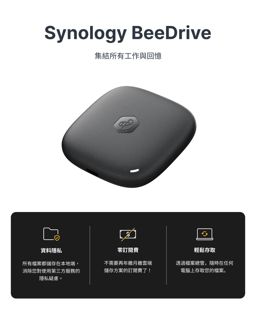 Synology BeeDrive 1TB 個人行動備份裝置| 1 Bay | Yahoo奇摩購物中心