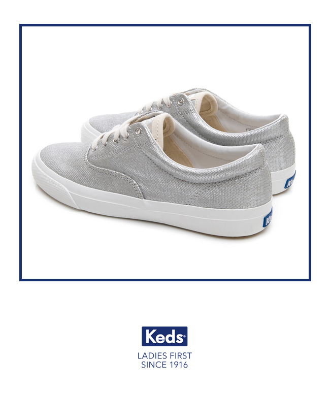 Keds ANCHOR 霧面光澤復刻綁帶休閒鞋-銀色