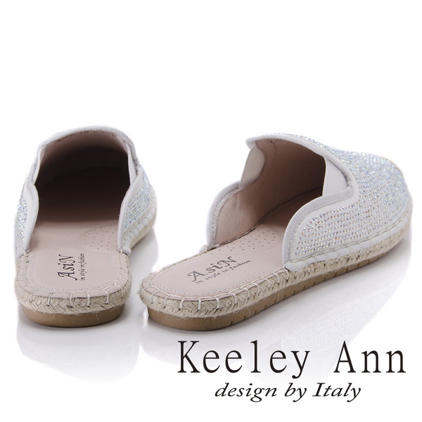 Keeley Ann 極簡步調~簡約水鑽編織滾邊穆勒鞋(白色-Asin系列)