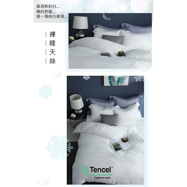 LASOL睡眠屋-100%奧地利天絲 雙人兩用被床包四件組純白夢境