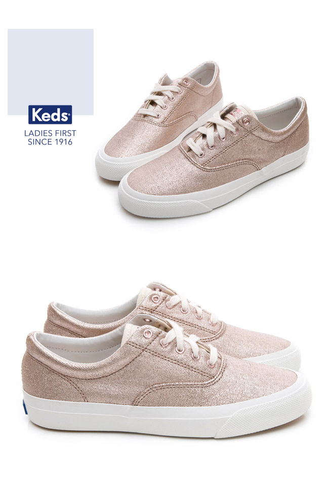 Keds ANCHOR 霧面光澤復刻綁帶休閒鞋-玫瑰金