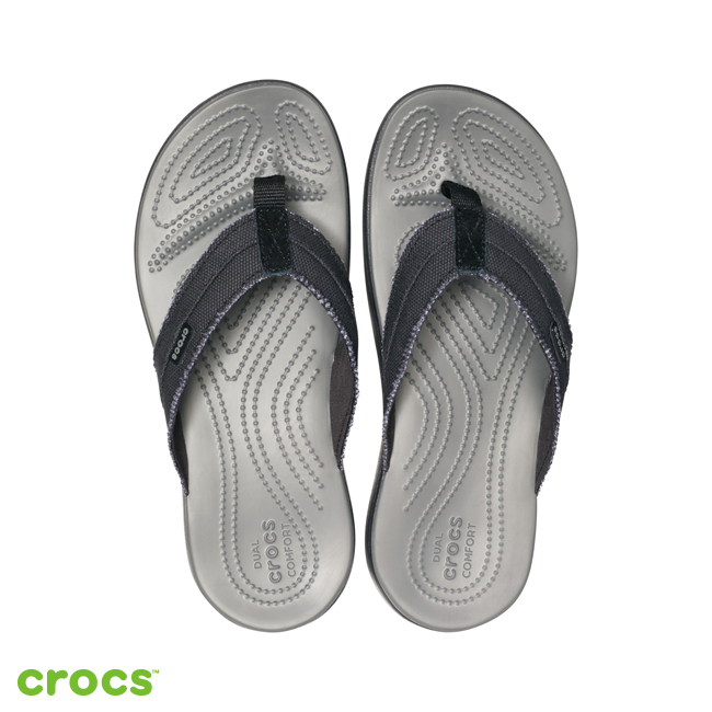 Crocs 卡駱馳 (男鞋) 聖克魯茲帆布人字拖 205612-0DD