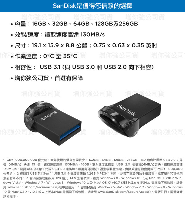 SanDisk USB 3.1 16GB 高速隨身碟 (公司貨) CZ430 超值5入組