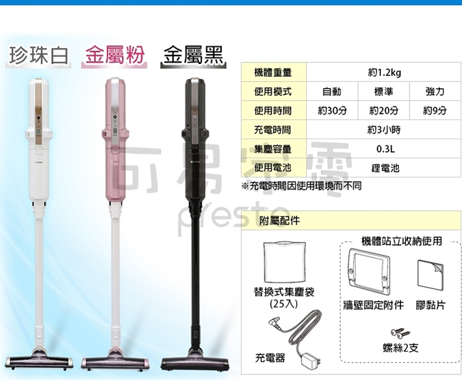 日本IRIS 極細輕量氣旋式自動偵測灰塵直立無線吸塵器IC-SLDC4 | 無線