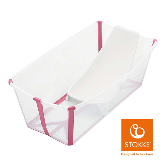 Stokke Flexi Bath 折疊式浴盆套裝(含浴盆+浴架)-透明粉