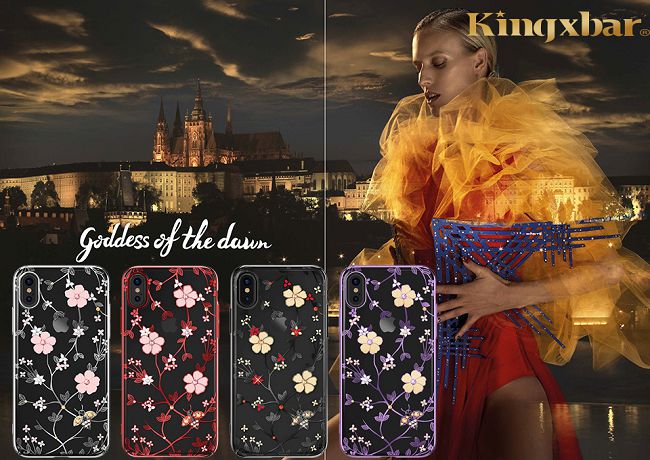 Kingxbar iPhone X 施華洛世奇彩鑽保護殼-蜂靡紫