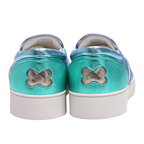 BOTTEGA VENETA 經典DODGER編織金屬光澤小羊皮休閒鞋(紫色)