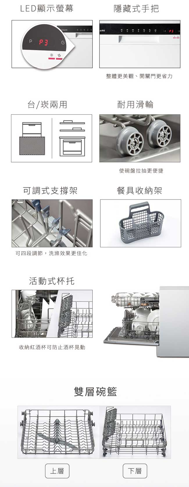 美國富及第Frigidaire 桌上型智慧洗碗機 8人份 FDW-8002TF (升級款)贈冰淇淋機