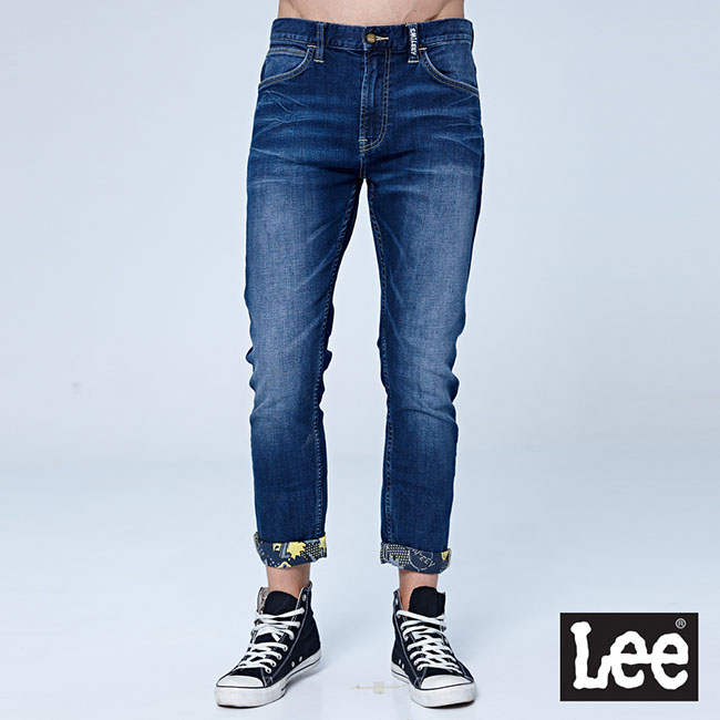 Lee 705中腰標準舒適小直筒牛仔褲-深藍