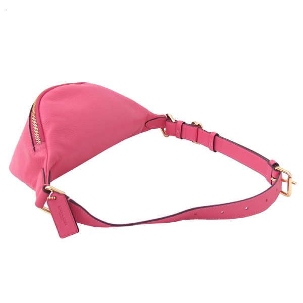 COACH 卵石皮革 / 斜背 / 腰包(桃紅)