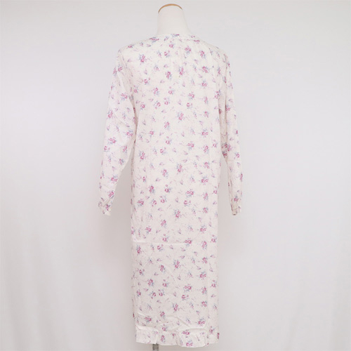 華歌爾睡衣-精梳棉 M-L 長袖睡衣裙裝(白紫)舒適睡衣-柔膚手感