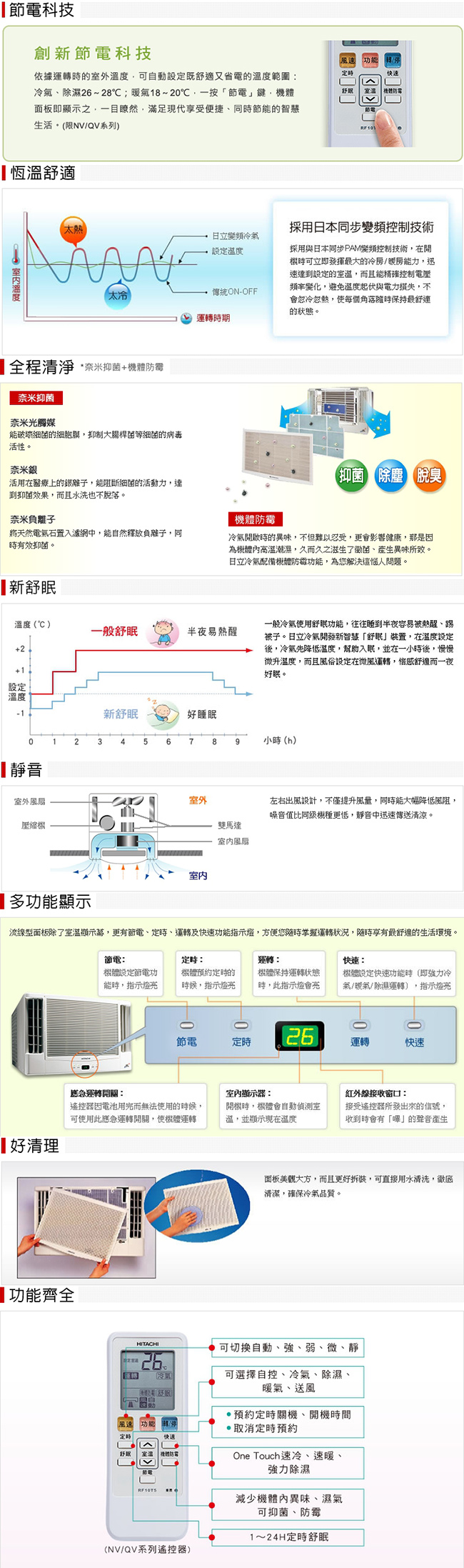 HITACHI 日立 3-4坪變頻冷暖雙吹式窗型冷氣RA-25NV