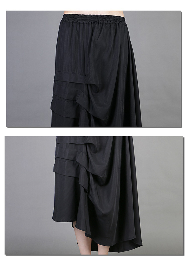 抽褶裙百搭寬鬆大碼顯瘦不規則長裙-設計所在 MP1588