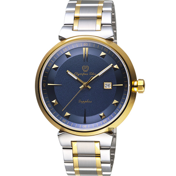 Olympia Star奧林比亞 尊爵石英男錶-藍x雙色版/41mm
