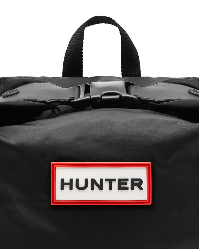 HUNTER - 上方開扣尼龍迷你後背包 - 黑