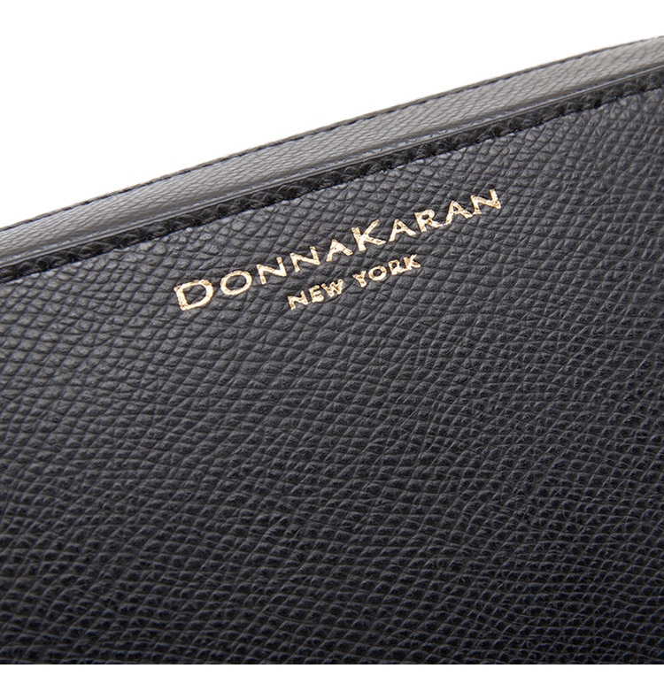 DKNY LOGO簡約牛皮斜背包 黑