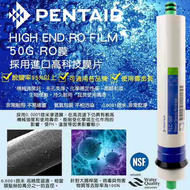 怡康 PENTAIR正品 10吋50G RO膜