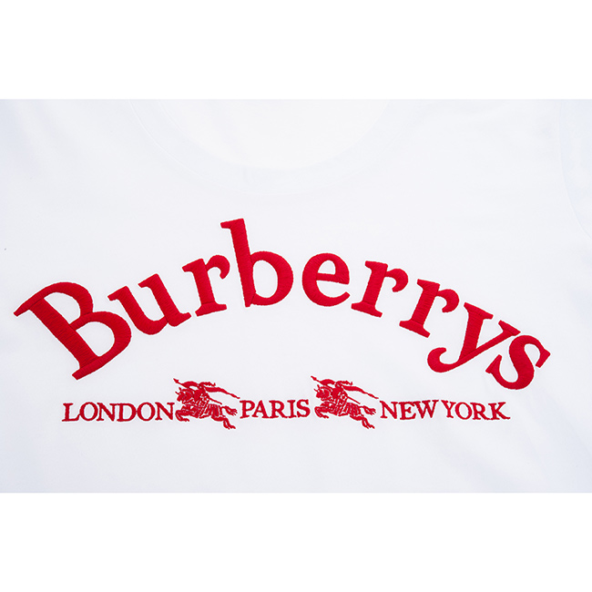 BURBERRY 典藏徽標繡飾棉質T 恤 (白色紅字)