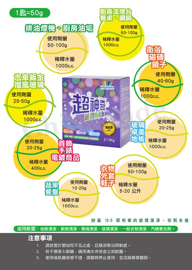 超神奇 台灣製 萬用酵素潔淨粉 酵素粉 自然分解油汙(1.5kg/盒)-12盒