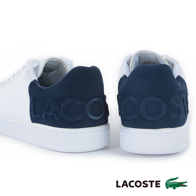 LACOSTE 女用真皮休閒鞋-白/藍