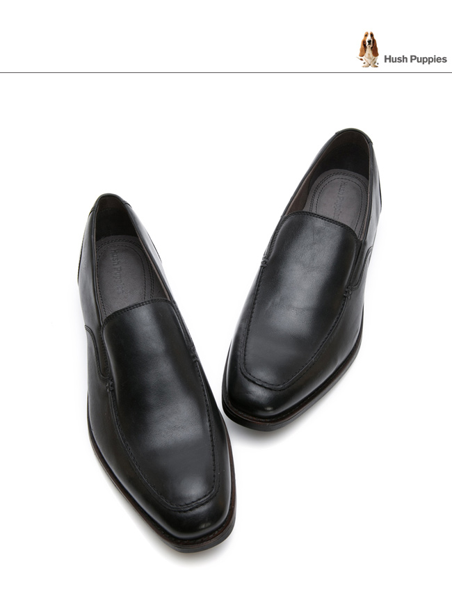 Hush Puppies MUDI LOAFER 超彈力皮鞋-黑