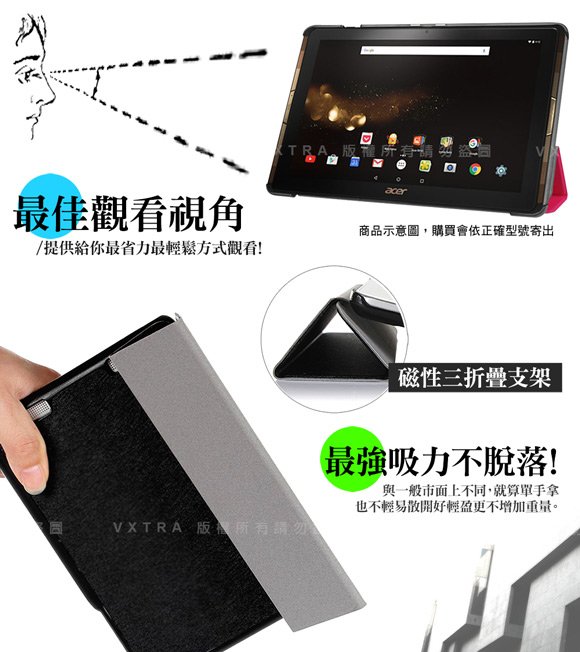 VXTRA ACER Iconia One 10 B3-A30經典皮紋平板皮套