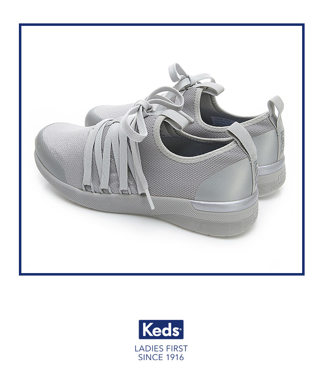 Keds STUDIO FLASH 完美包覆綁帶輕量休閒鞋-銀色