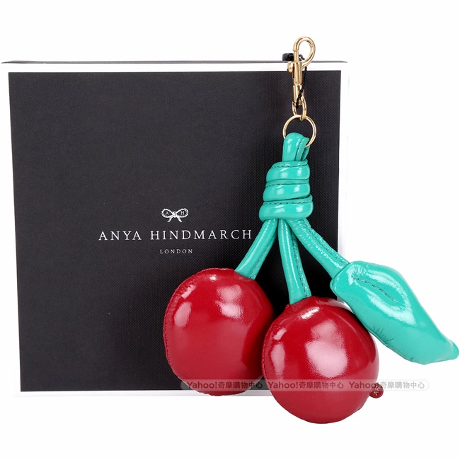 ANYA HINDMARCH Chubby 泡泡皮革櫻桃造型吊飾