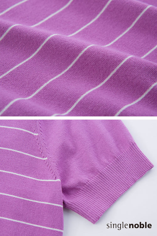 獨身貴族 知性女紳領巾設計條紋針織衫(2色)
