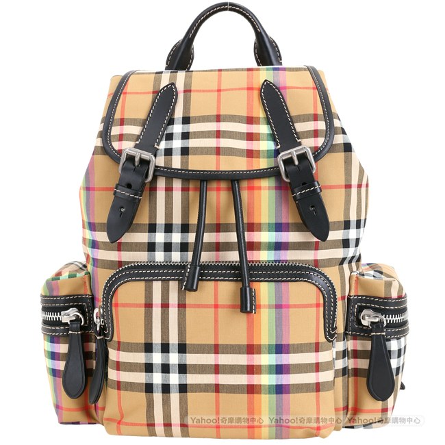 BURBERRY The Rucksack Vintage 中型彩虹格紋軍旅後背包