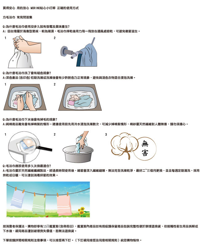 MORINO摩力諾 有機棉歐系緞條方毛浴巾3件組-藏藍