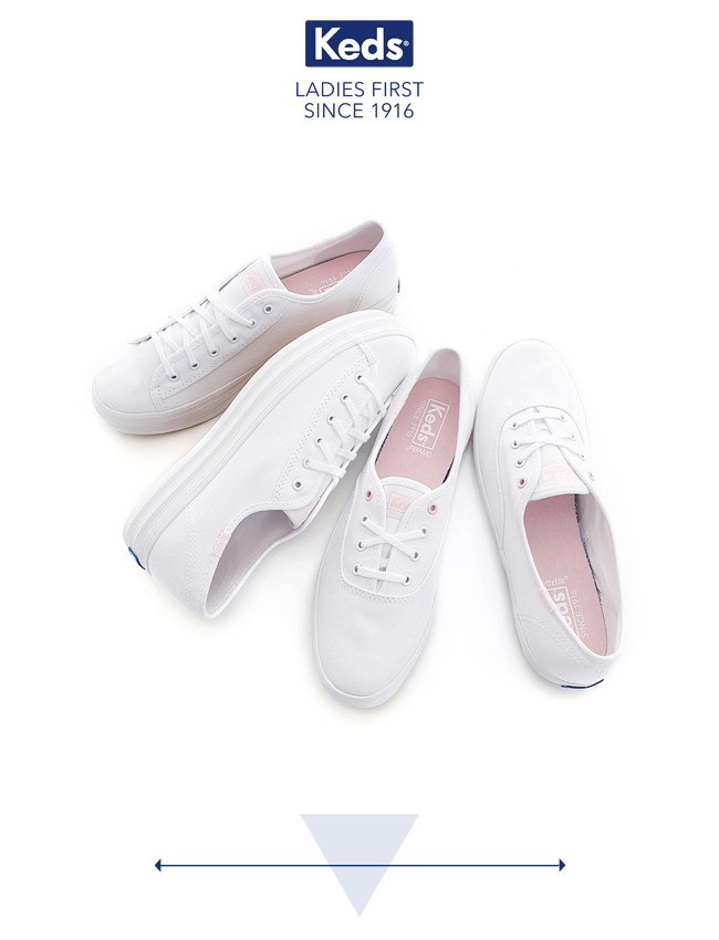 Keds KICKSTART 時尚皮革綁帶休閒鞋-粉紅