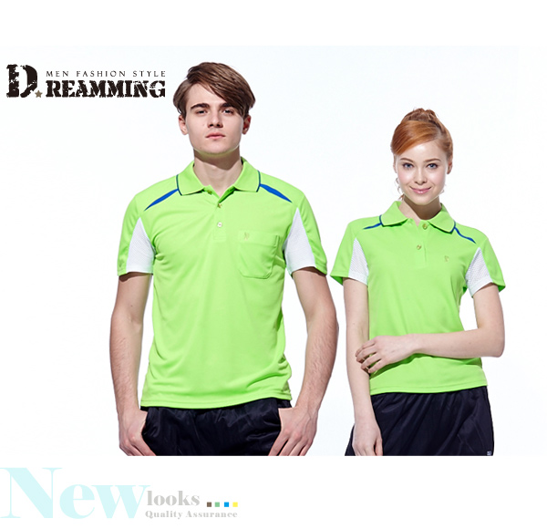 Dreamming MIT舒適拼接涼爽吸濕排汗短袖POLO衫-果綠