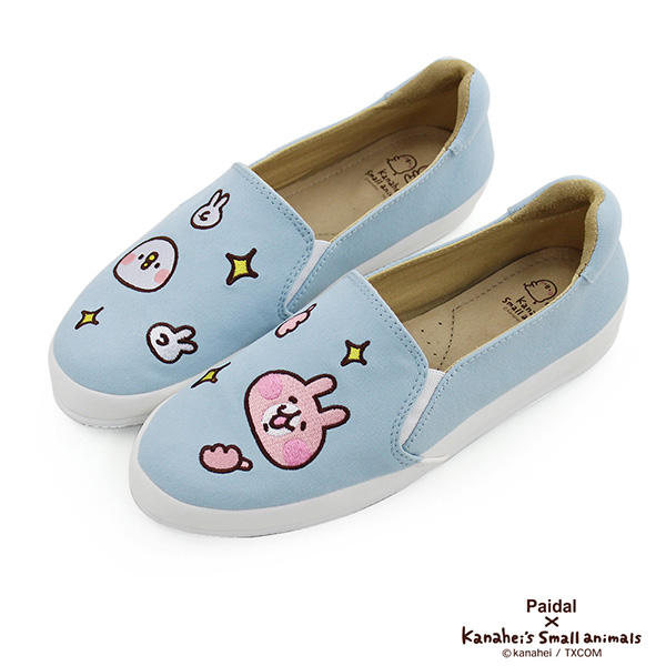 Paidal x 卡娜赫拉的小動物 P助&粉紅兔兔趣味貼布平底休閒鞋樂福鞋懶人鞋