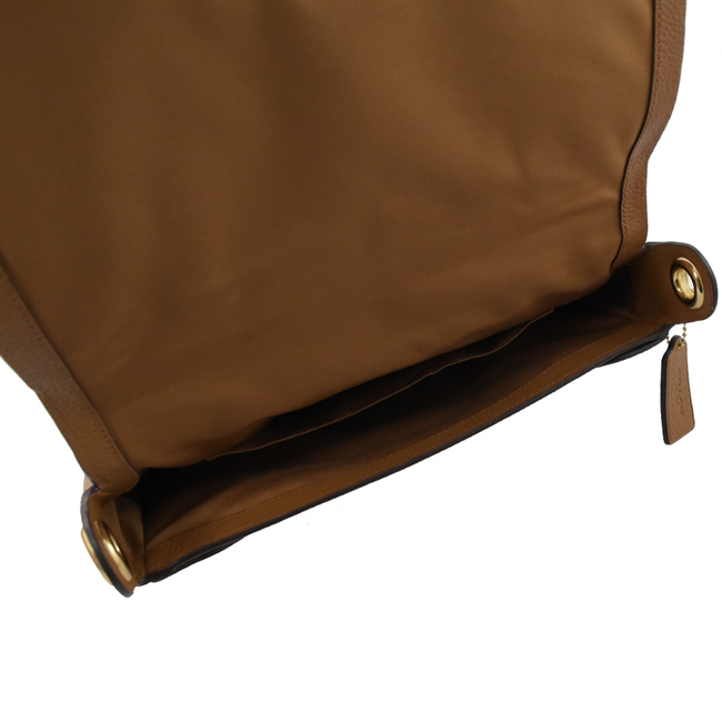 COACH 復古烙印大馬車LOGO牛皮翻蓋斜背包(咖/大)