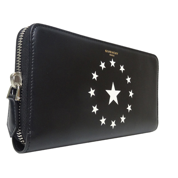 GIVENCHY STAR牛皮星星拉鍊長夾(黑色)