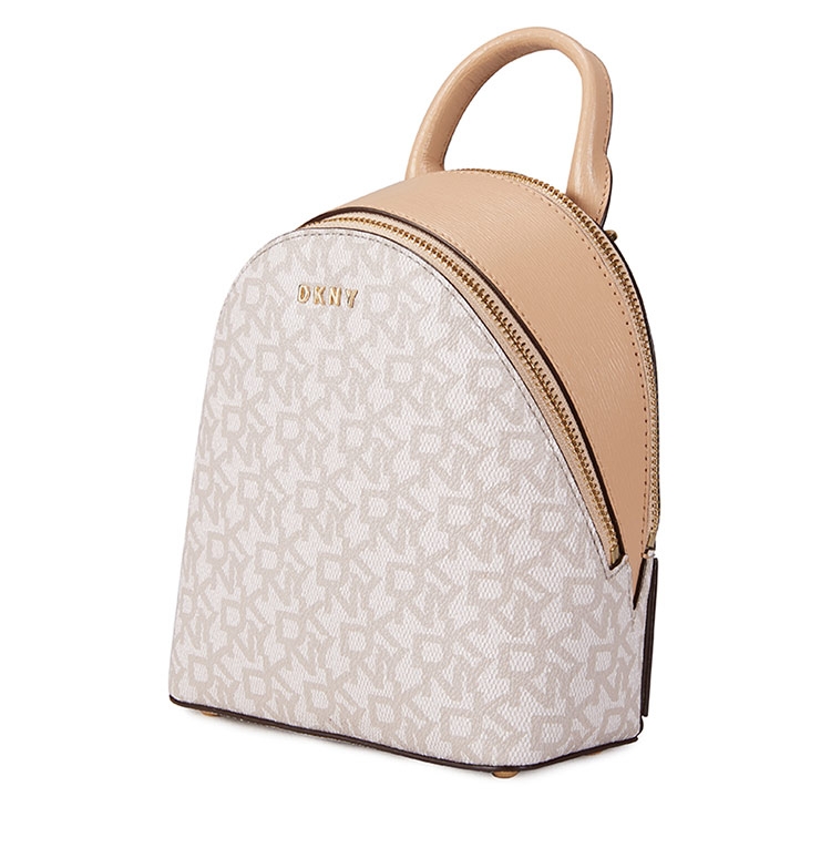 DKNY LOGO壓紋拉鏈後背包 白 DKNY LOGO壓紋拉鏈後背包 白