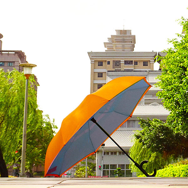 好雅也欣-雙層傘布散熱專利反向傘-C把系列-橘面藍底