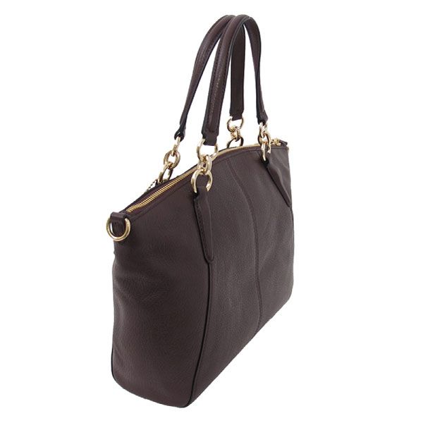 COACH 卵石皮革 / Kelsey 手提兩用包(中款/深紫紅)