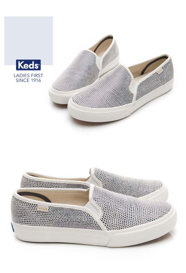 Keds TRIPLE 普普圓點皮革休閒便鞋-藍