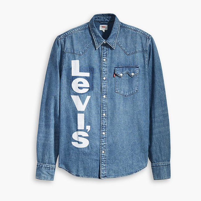 Levis 男款 牛仔襯衫 大字母Logo 單口袋