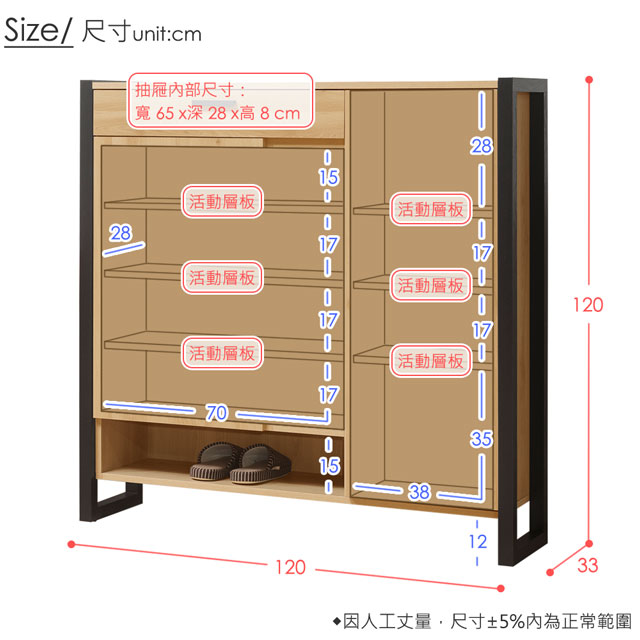 Homelike 東理4尺鞋櫃-120x33x120cm