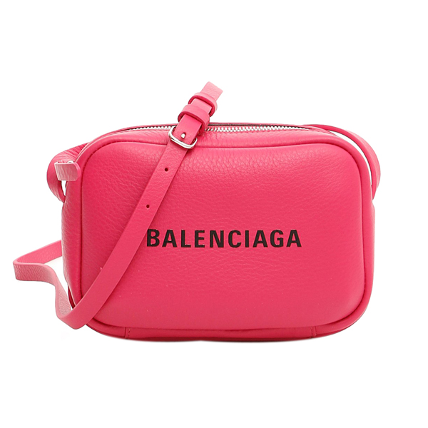 BALENCIAGA 巴黎世家 全皮斜背包(桃色黑字)