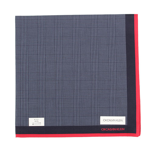 Calvin Klein 千鳥格紋純綿帕巾-藍紅色
